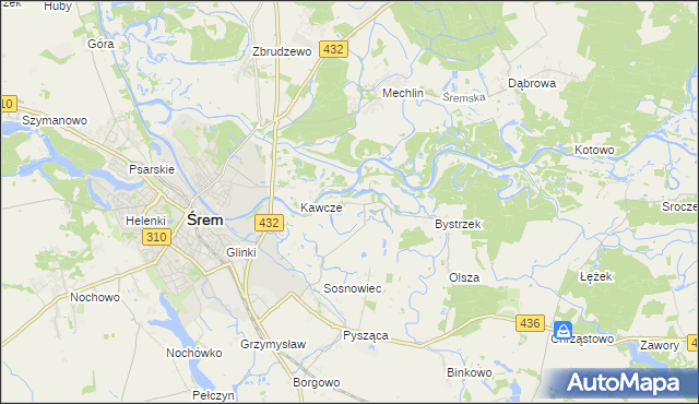 mapa Łęg gmina Śrem, Łęg gmina Śrem na mapie Targeo