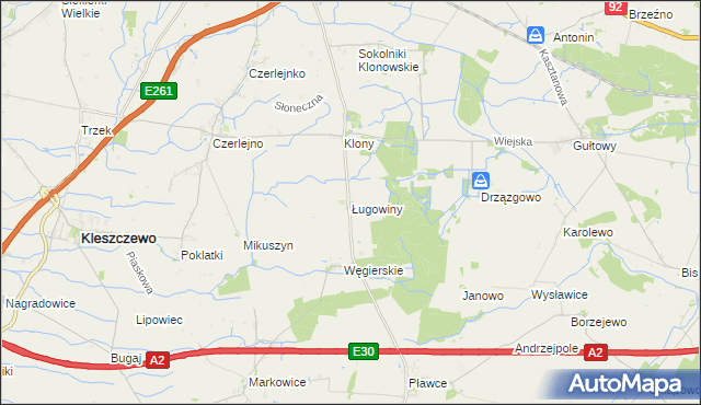 mapa Ługowiny, Ługowiny na mapie Targeo