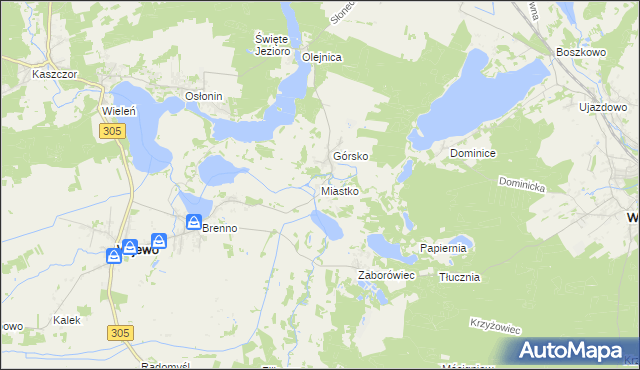 mapa Miastko gmina Wijewo, Miastko gmina Wijewo na mapie Targeo