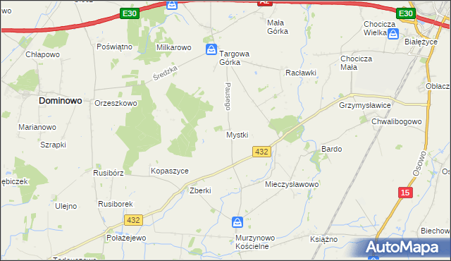 mapa Mystki gmina Nekla, Mystki gmina Nekla na mapie Targeo
