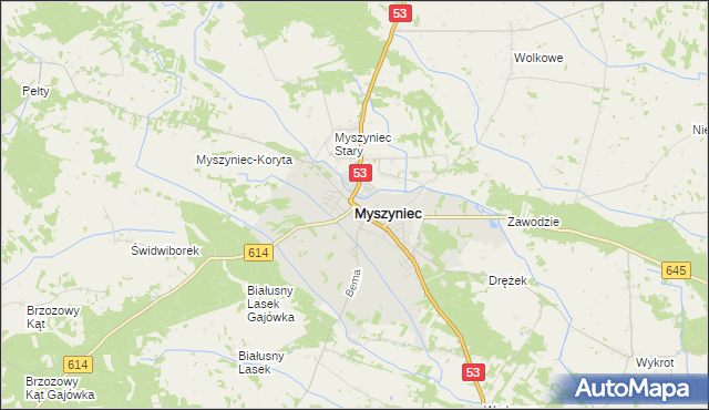 mapa Myszyniec, Myszyniec na mapie Targeo