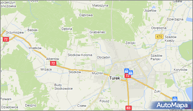 mapa Obrzębin, Obrzębin na mapie Targeo
