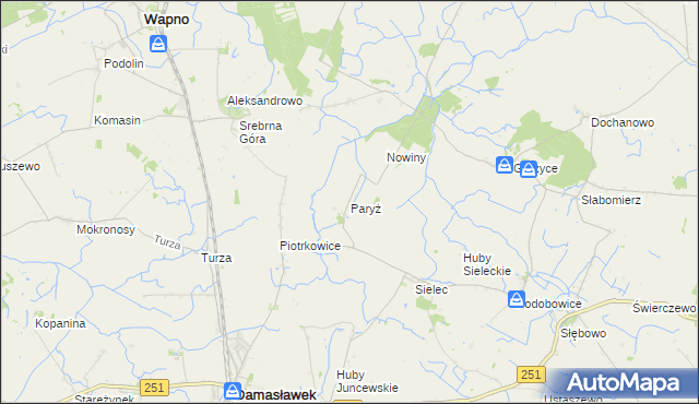 mapa Paryż gmina Żnin, Paryż gmina Żnin na mapie Targeo