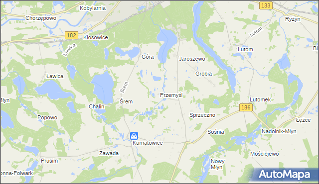 mapa Przemyśl gmina Sieraków, Przemyśl gmina Sieraków na mapie Targeo