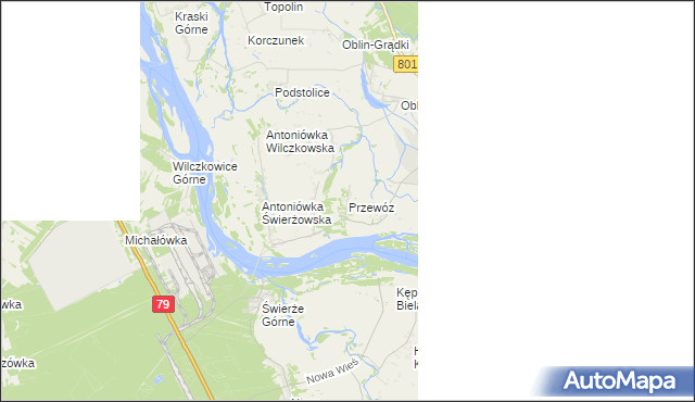 mapa Przewóz gmina Maciejowice, Przewóz gmina Maciejowice na mapie Targeo