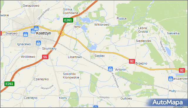 mapa Siedlec gmina Kostrzyn, Siedlec gmina Kostrzyn na mapie Targeo