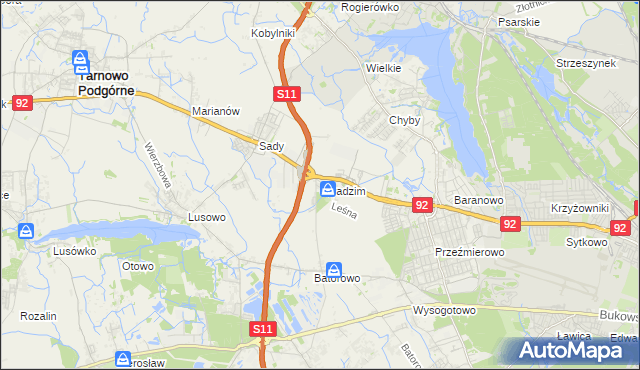 mapa Swadzim gmina Tarnowo Podgórne, Swadzim gmina Tarnowo Podgórne na mapie Targeo