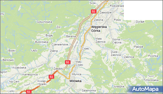 mapa Cisiec, Cisiec na mapie Targeo