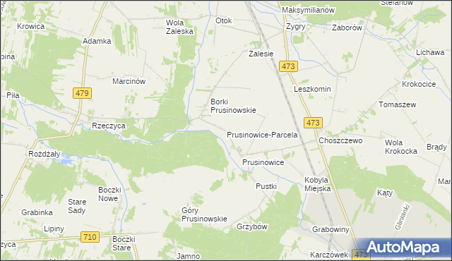 mapa Prusinowice-Parcela, Prusinowice-Parcela na mapie Targeo