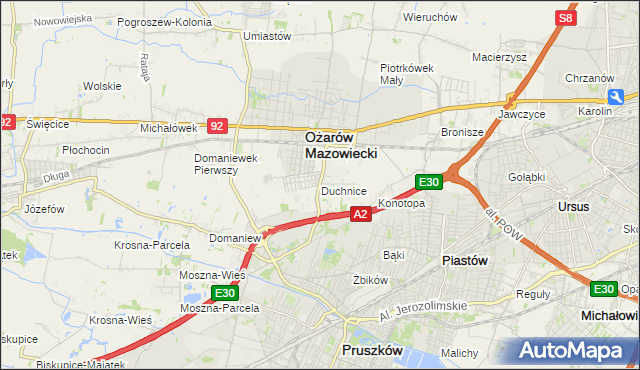 mapa Duchnice, Duchnice na mapie Targeo