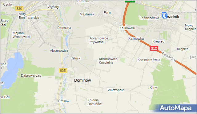 mapa Abramowice Kościelne, Abramowice Kościelne na mapie Targeo