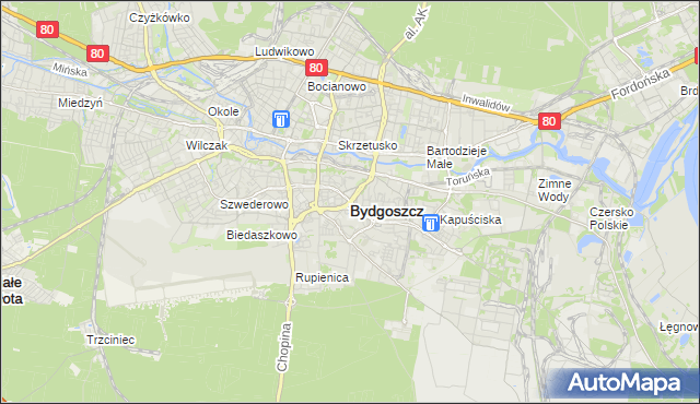 mapa Bydgoszczy, Bydgoszcz na mapie Targeo