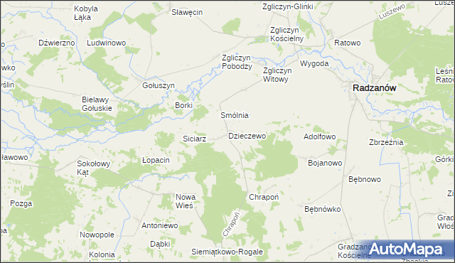 mapa Dzieczewo, Dzieczewo na mapie Targeo
