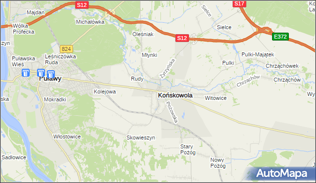 mapa Końskowola, Końskowola na mapie Targeo
