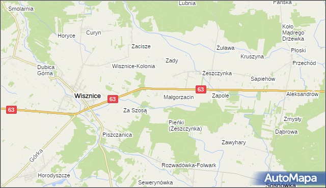 mapa Małgorzacin gmina Wisznice, Małgorzacin gmina Wisznice na mapie Targeo