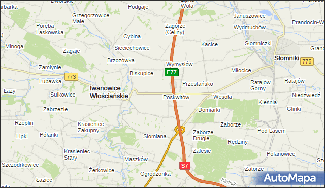 mapa Poskwitów, Poskwitów na mapie Targeo