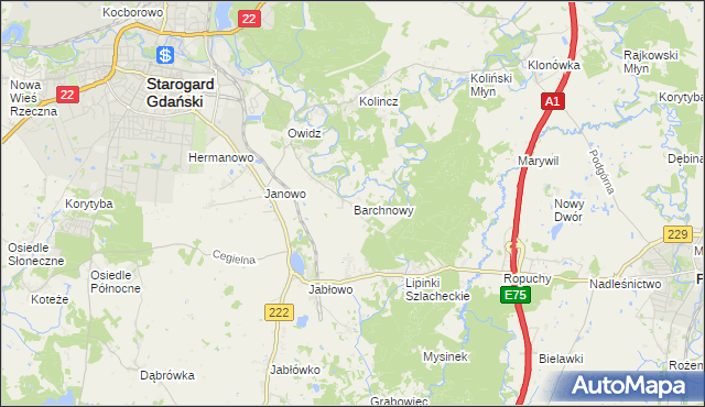 mapa Barchnowy, Barchnowy na mapie Targeo