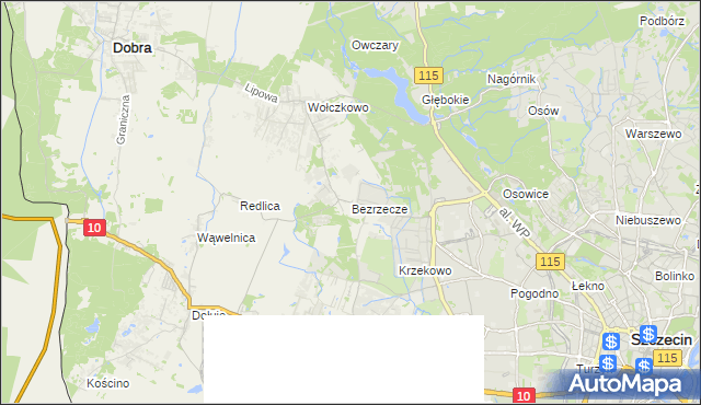 mapa Bezrzecze, Bezrzecze na mapie Targeo