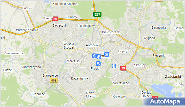 mapa Białegostoku, Białystok na mapie Targeo