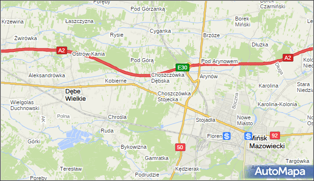 mapa Choszczówka Stojecka, Choszczówka Stojecka na mapie Targeo
