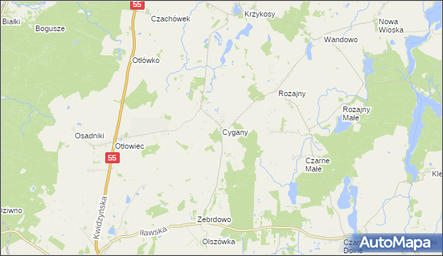 mapa Cygany gmina Gardeja, Cygany gmina Gardeja na mapie Targeo