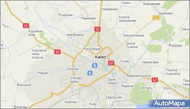 mapa Kalisza, Kalisz na mapie Targeo