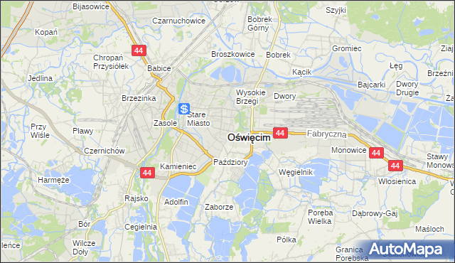 mapa Oświęcimia, Oświęcim na mapie Targeo