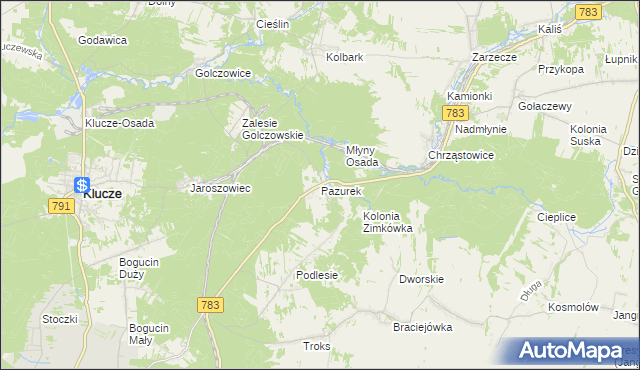 mapa Pazurek, Pazurek na mapie Targeo