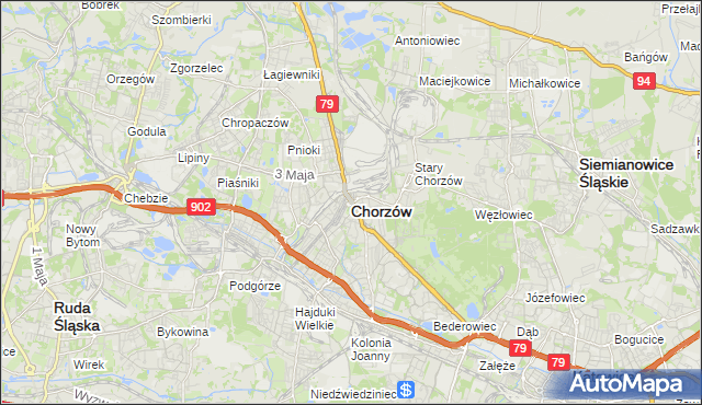 mapa Chorzów, Chorzów na mapie Targeo