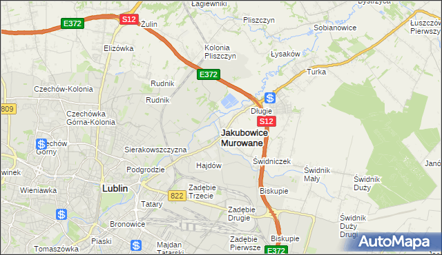 mapa Jakubowice Murowane, Jakubowice Murowane na mapie Targeo