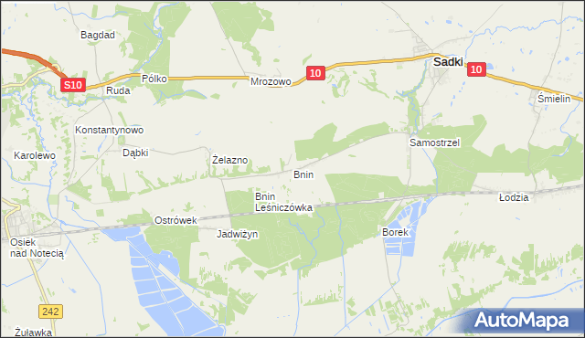 mapa Bnin gmina Sadki, Bnin gmina Sadki na mapie Targeo