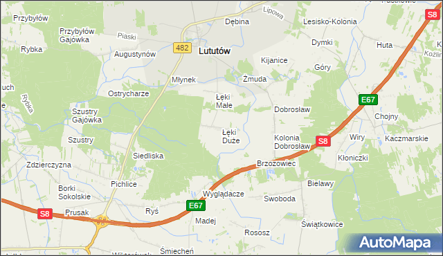 mapa Łęki Duże, Łęki Duże na mapie Targeo