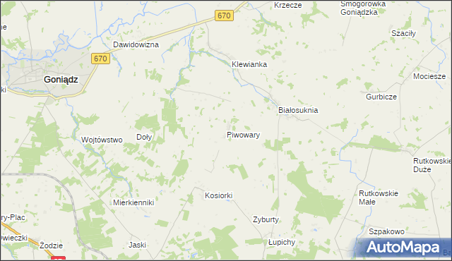 mapa Piwowary, Piwowary na mapie Targeo