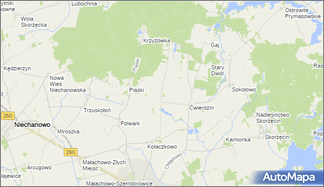 mapa Wierzchowiska gmina Witkowo, Wierzchowiska gmina Witkowo na mapie Targeo