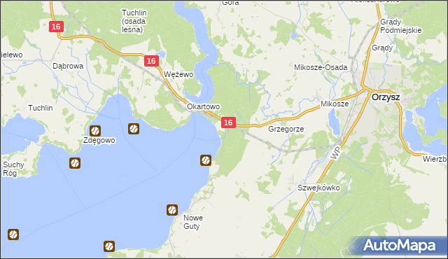 mapa Okartowo-Tartak, Okartowo-Tartak na mapie Targeo