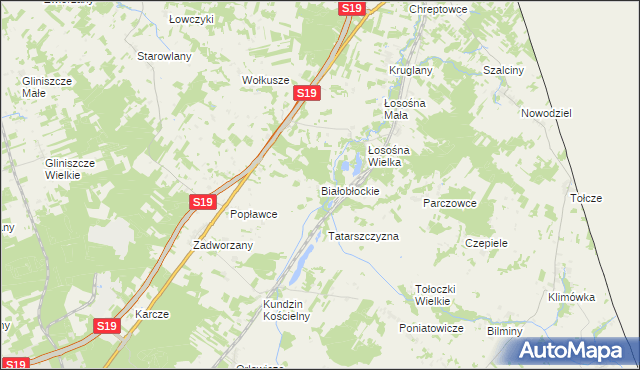 mapa Białobłockie, Białobłockie na mapie Targeo