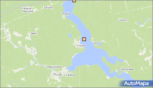 mapa Krzyże gmina Ruciane-Nida, Krzyże gmina Ruciane-Nida na mapie Targeo