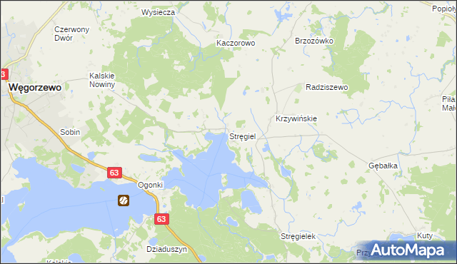 mapa Stręgiel, Stręgiel na mapie Targeo