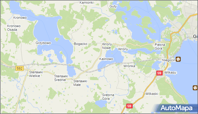 mapa Kalinowo gmina Giżycko, Kalinowo gmina Giżycko na mapie Targeo