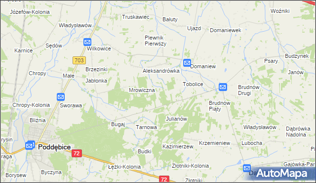 mapa Antoniew gmina Dalików, Antoniew gmina Dalików na mapie Targeo