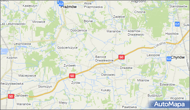 mapa Barcice Drwalewskie, Barcice Drwalewskie na mapie Targeo