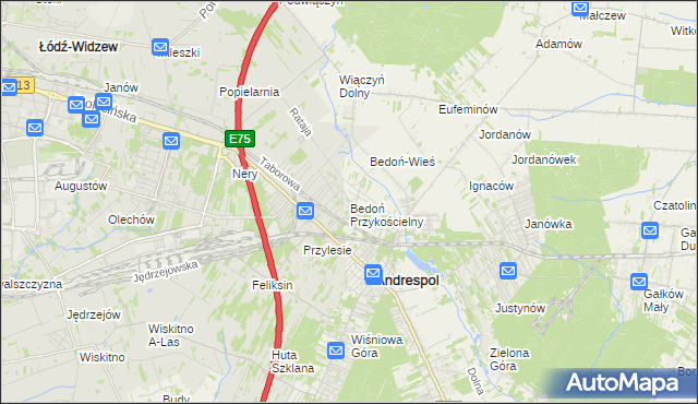 mapa Bedoń Przykościelny, Bedoń Przykościelny na mapie Targeo