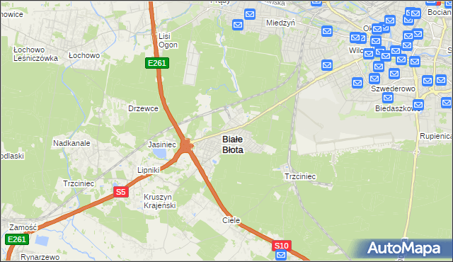 mapa Białe Błota powiat bydgoski, Białe Błota powiat bydgoski na mapie Targeo