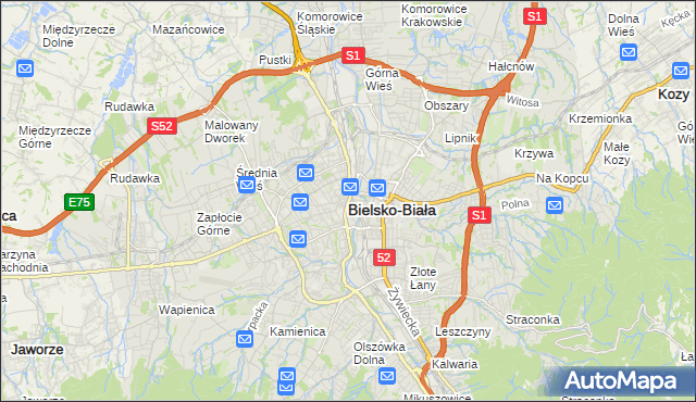 mapa Bielsko-Białej, Bielsko-Biała na mapie Targeo
