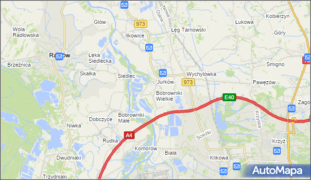 mapa Bobrowniki Wielkie, Bobrowniki Wielkie na mapie Targeo