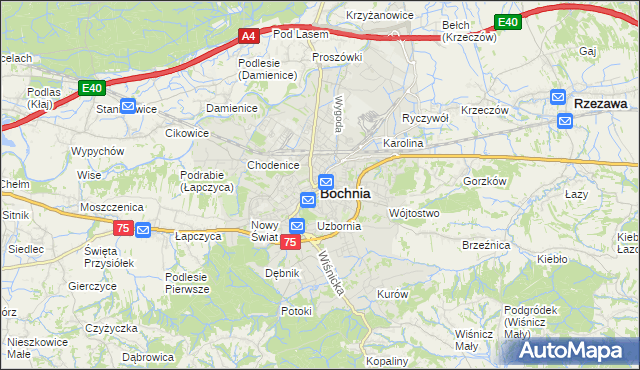 mapa Bochni, Bochnia na mapie Targeo