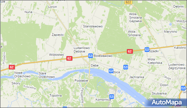 mapa Bolesławowo gmina Serock, Bolesławowo gmina Serock na mapie Targeo