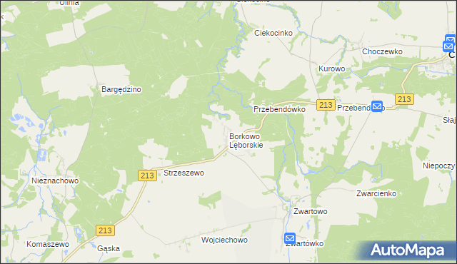 mapa Borkowo Lęborskie, Borkowo Lęborskie na mapie Targeo