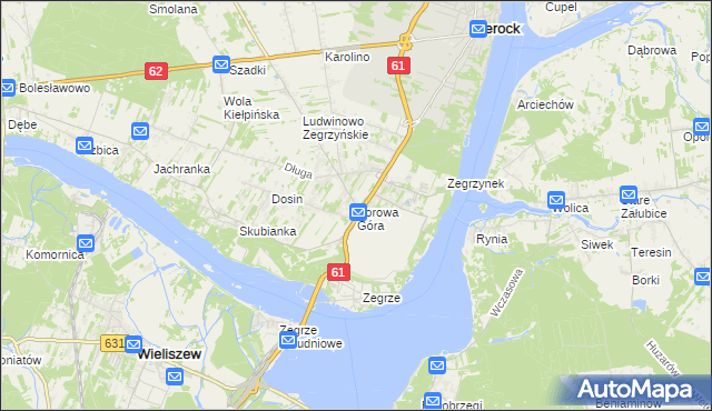 mapa Borowa Góra gmina Serock, Borowa Góra gmina Serock na mapie Targeo