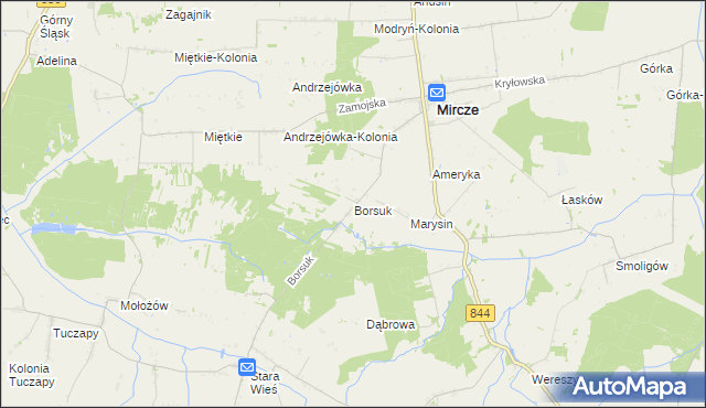 mapa Borsuk gmina Mircze, Borsuk gmina Mircze na mapie Targeo